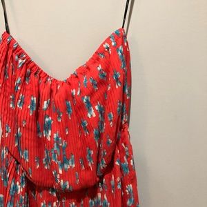 Strapless Floral Red Summer Dress